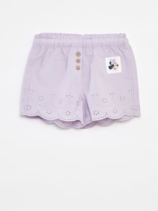 Shorts in voile di cotone con ricami in sangallo 'Disney'