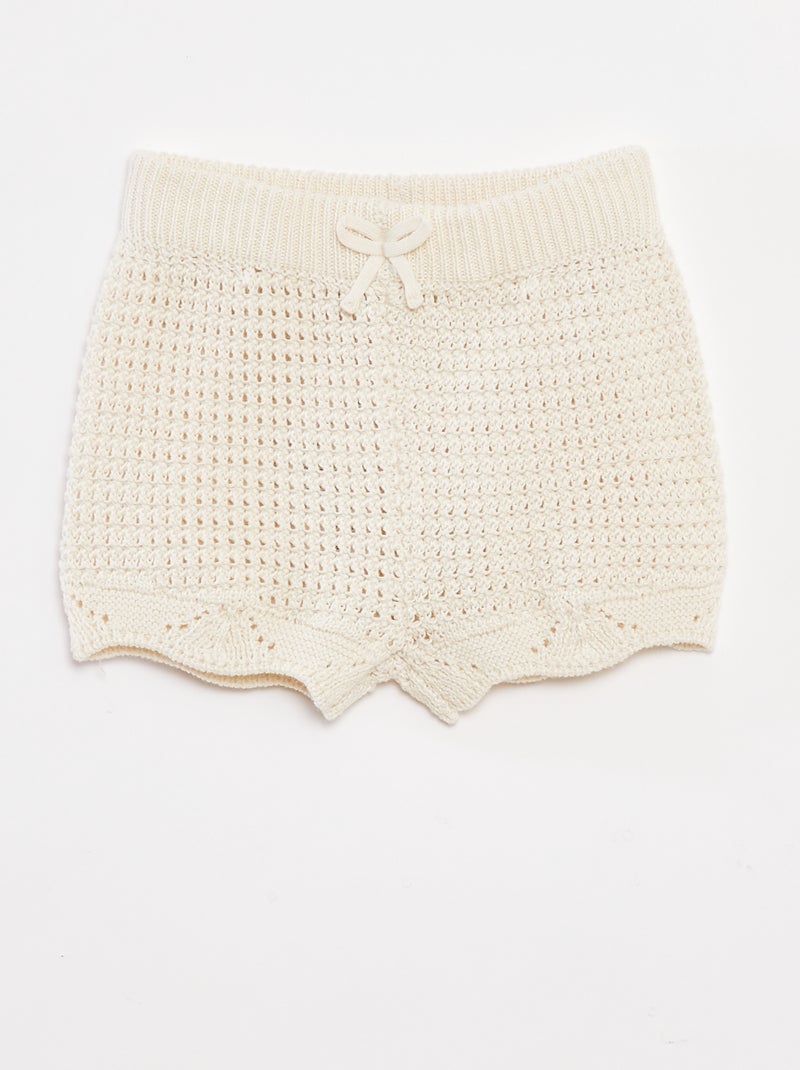 Shorts lavorati a maglia Bianco - Kiabi