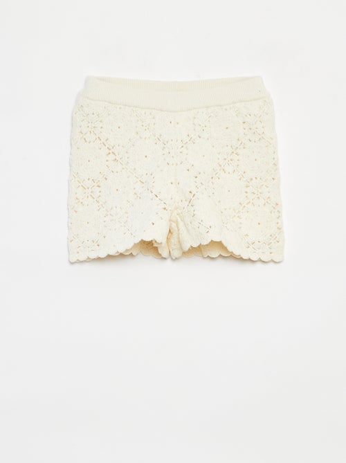 Shorts lavorati all'uncinetto con bordi ondulati - Kiabi