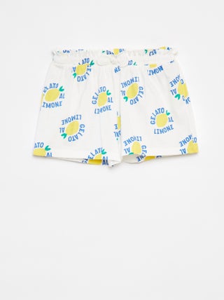 Shorts leggeri con motivo e fiocco fantasia