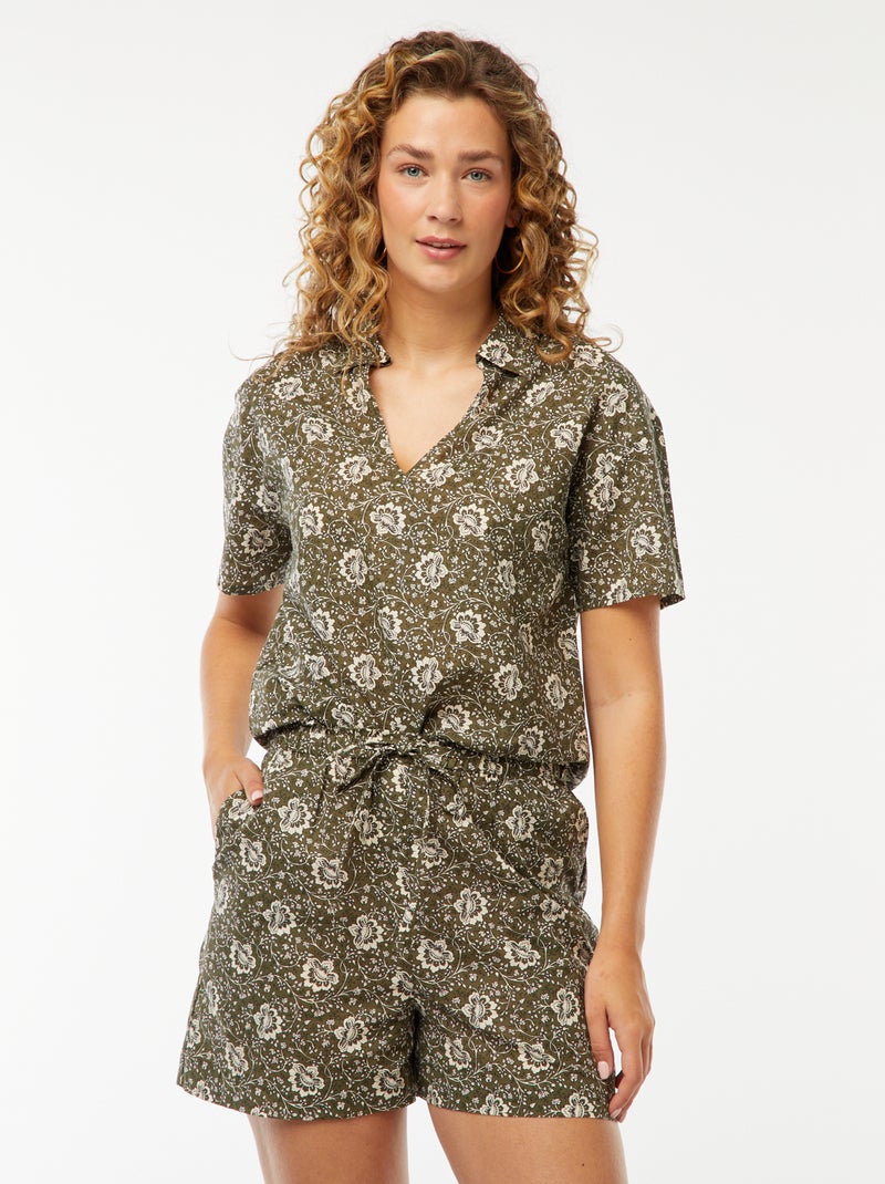 Shorts leggeri con motivo floreale Verde - Kiabi