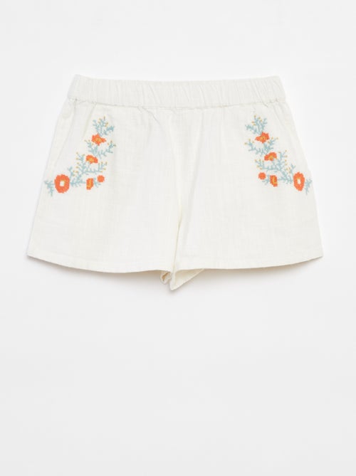 Shorts leggeri con ricami e 2 tasche - Kiabi
