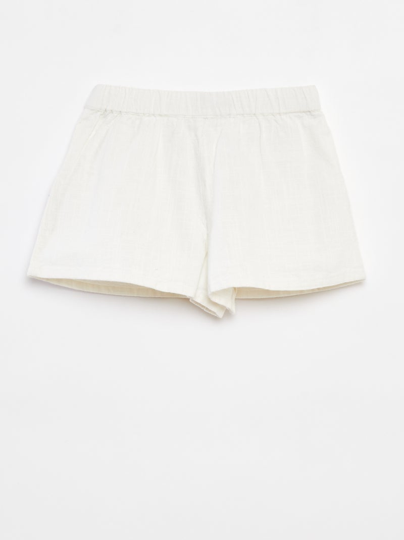 Shorts leggeri con ricami e 2 tasche BIANCO - Kiabi