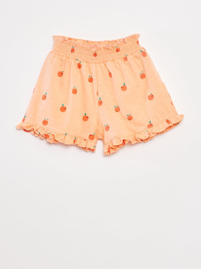 Shorts leggeri con volant e stampa ARANCIONE - Kiabi