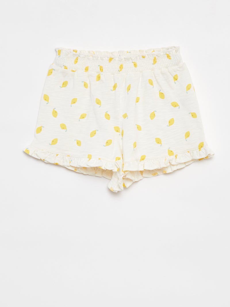 Shorts leggeri con volant e stampa BIANCO - Kiabi