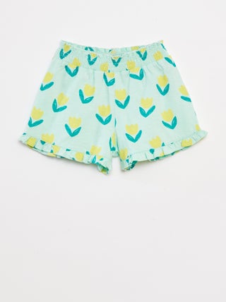 Shorts leggeri con volant e stampa