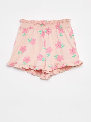 Shorts leggeri con volant e stampa