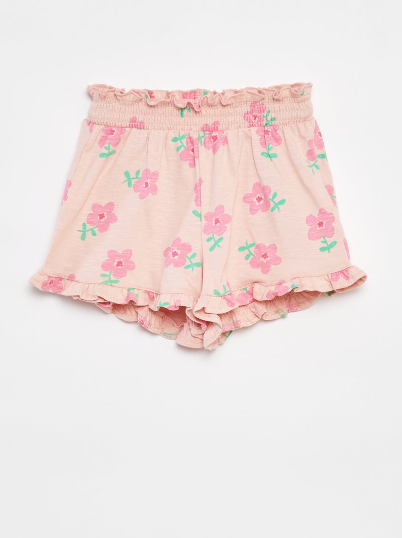 Shorts leggeri con volant e stampa ROSA - Kiabi