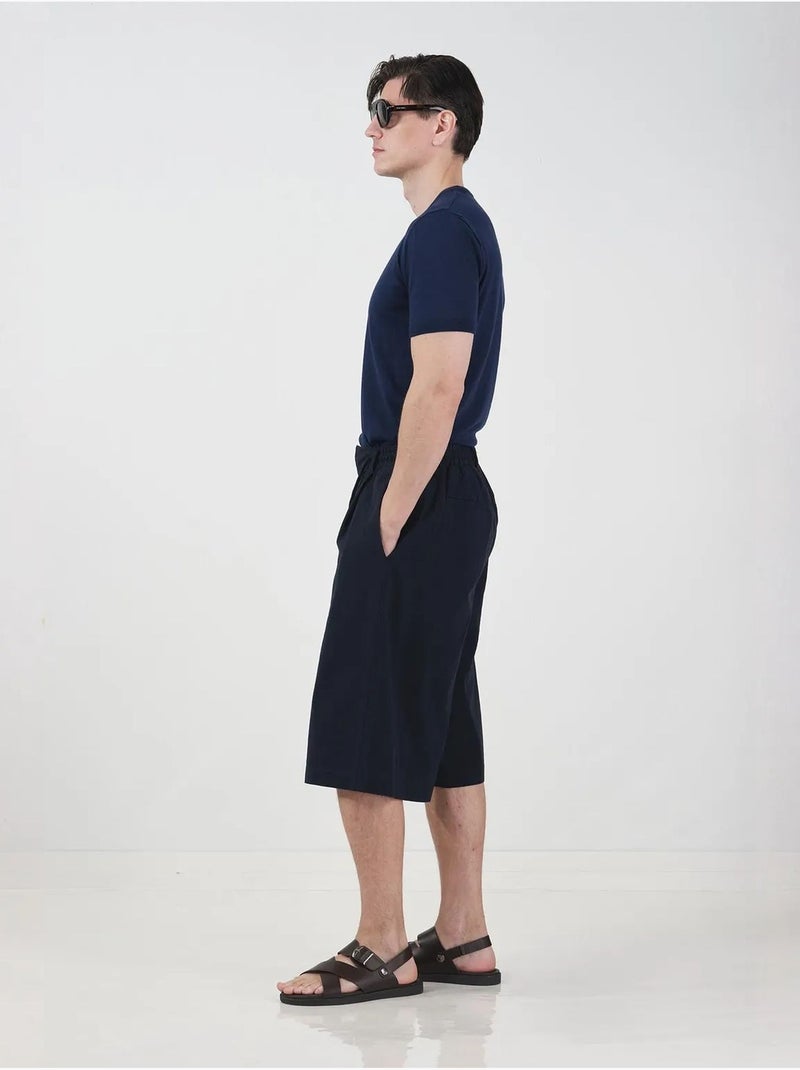 Shorts lunghi a gamba ampia stile chino con vita con coulisse giesto Blu marino - Kiabi