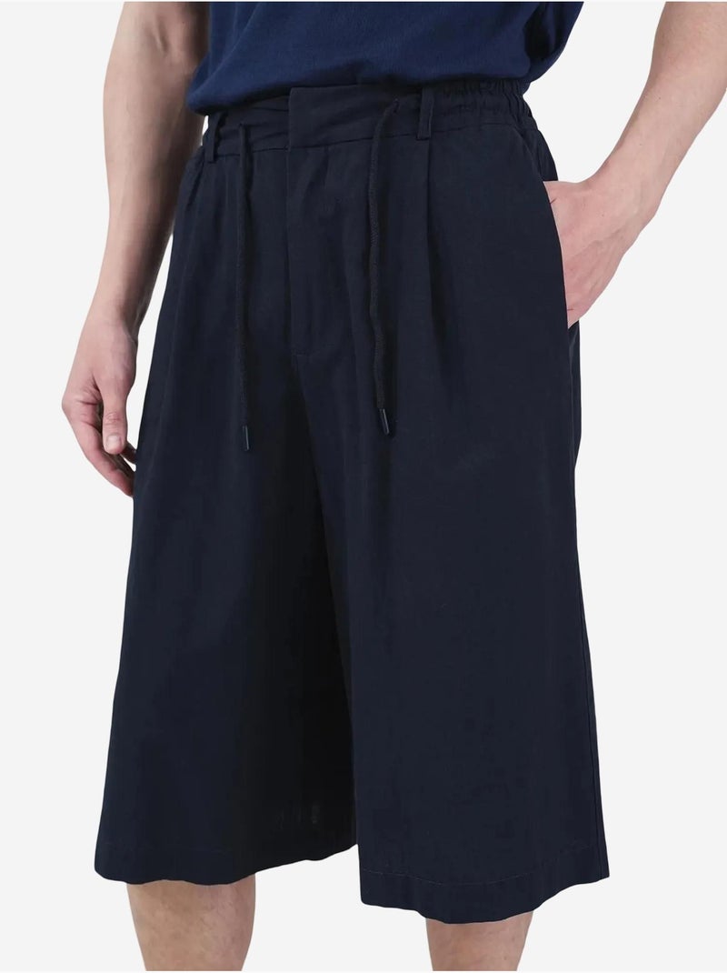 Shorts lunghi a gamba ampia stile chino con vita con coulisse giesto Blu marino - Kiabi