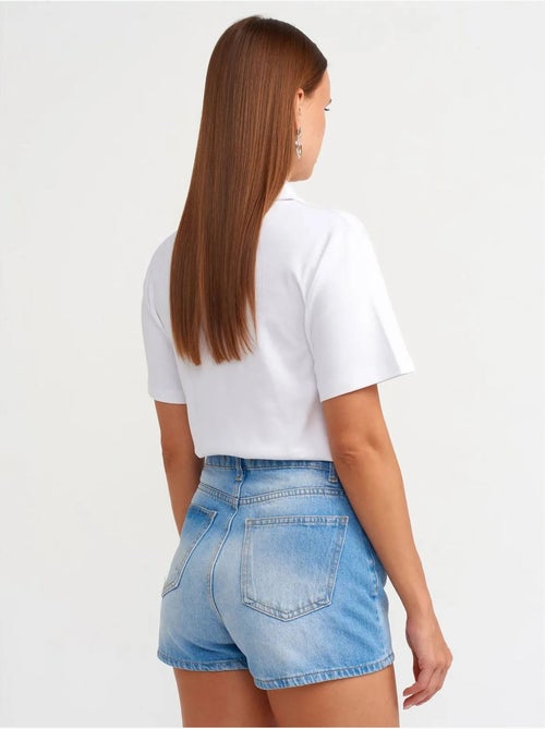 Shorts mom in denim di cotone a vita alta dilvin - Kiabi Shorts mom in denim di cotone a vita alta dilvin - Kiabi