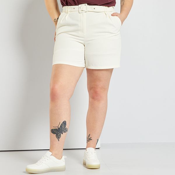 Shorts morbidi con cintura Taglie forti donna - bianco neve - Kiabi - 18,00€