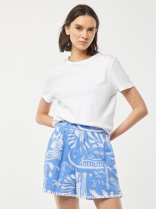 Shorts morbidi con motivi all over in voile di cotone - Kiabi
