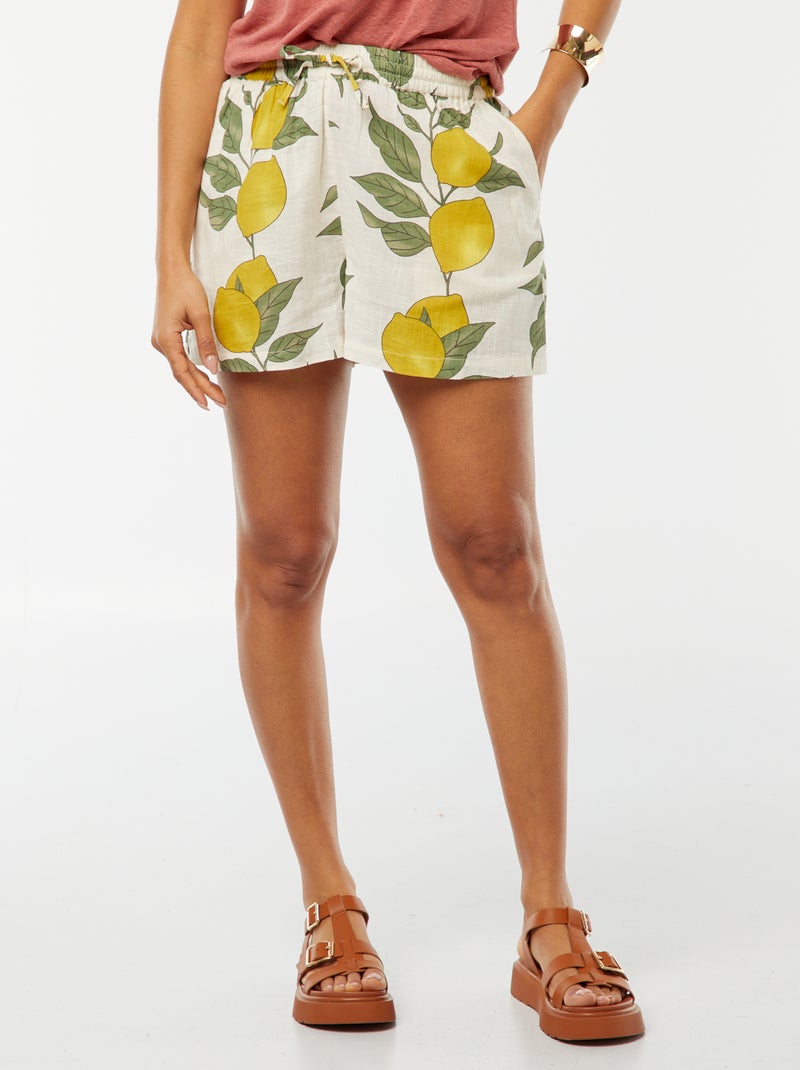 Shorts morbidi con stampa limoni Beige - Kiabi