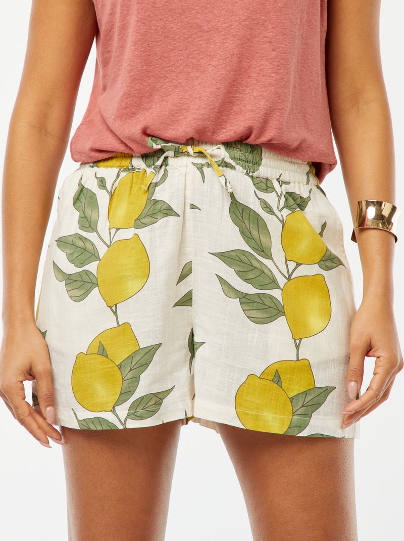 Shorts morbidi con stampa limoni Beige - Kiabi