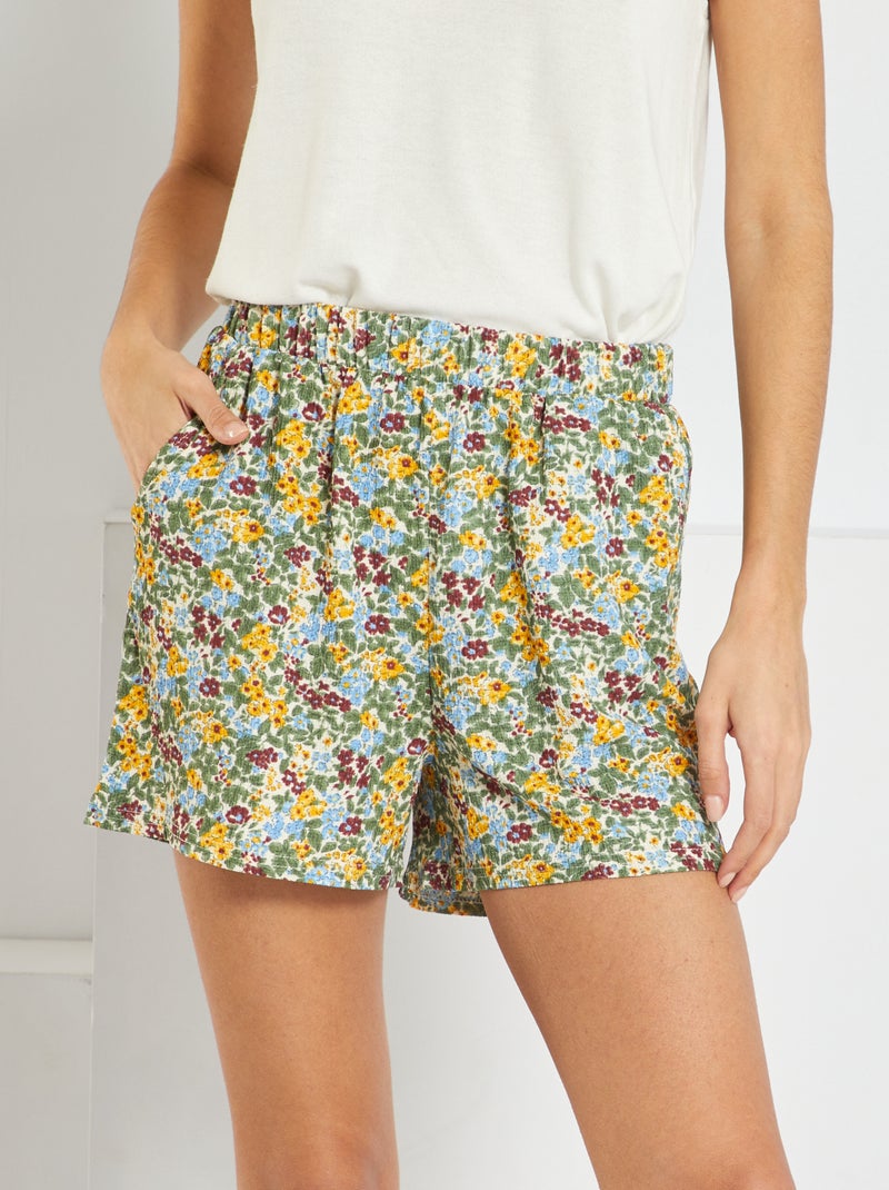 Shorts morbidi effetto crêpe con stampa floreale VERDE - Kiabi