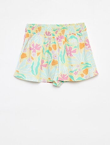Shorts morbidi in misto lino con stampa