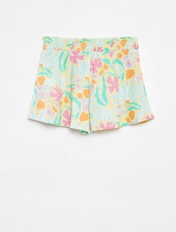 Shorts morbidi in misto lino con stampa