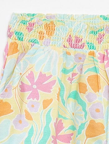 Shorts morbidi in misto lino con stampa