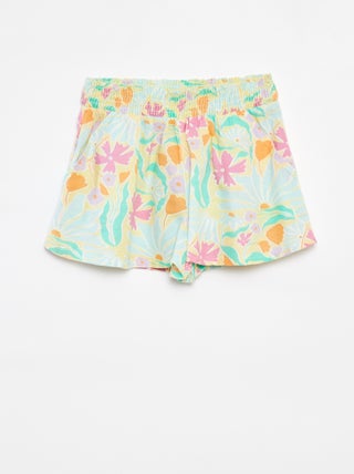 Shorts morbidi in misto lino con stampa