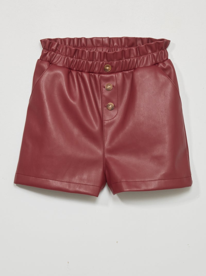 Shorts paper bag in similpelle bordeaux scuro - Kiabi