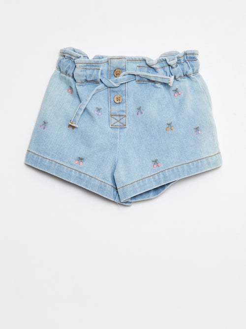 Shorts paperbag con ricami e laccetti da annodare in vita - Kiabi