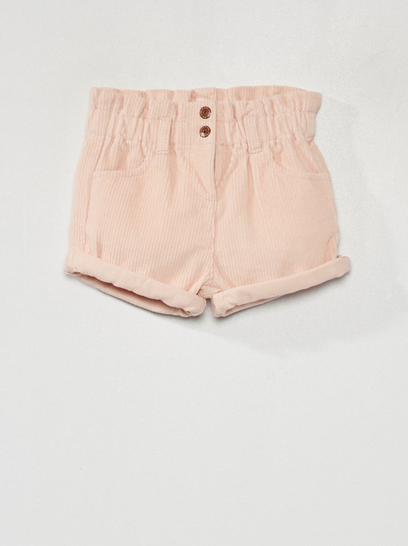 Shorts paperbag in velluto a coste ROSA - Kiabi