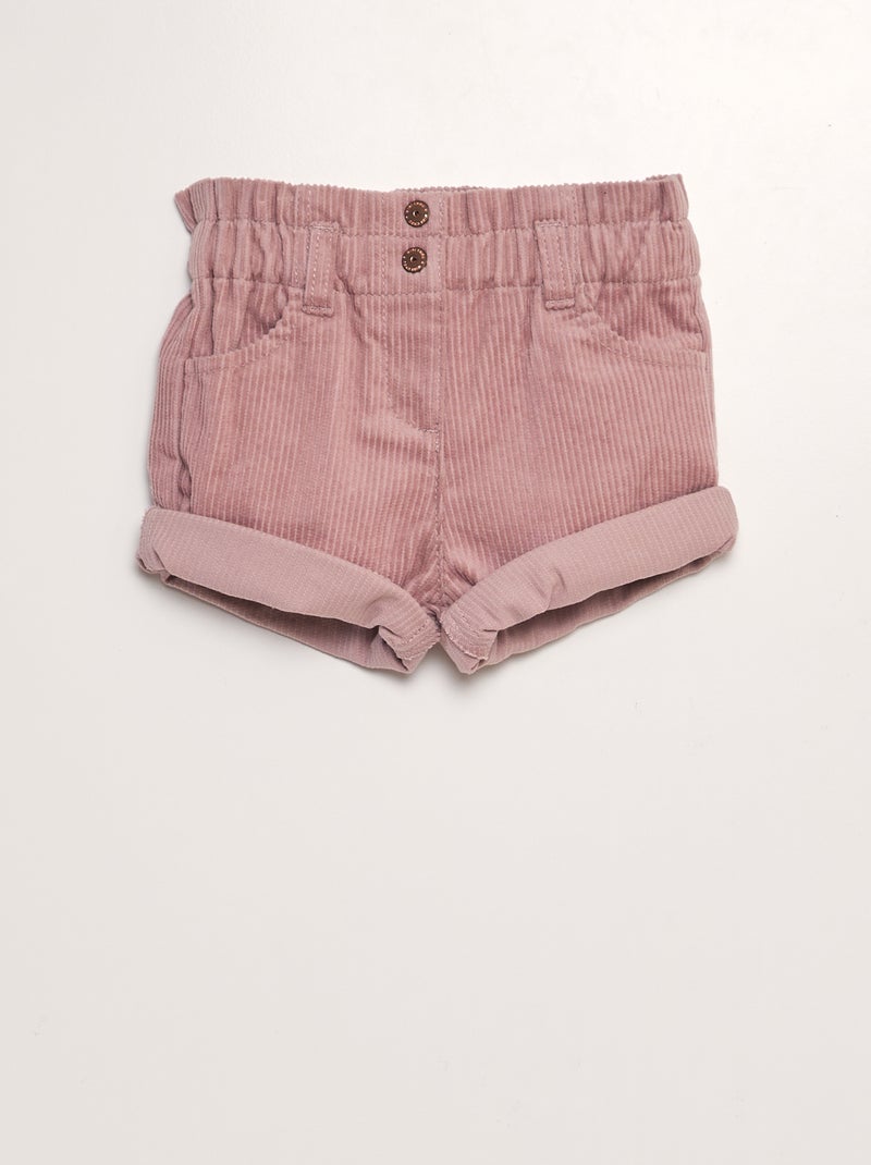 Shorts paperbag in velluto a coste ROSA - Kiabi