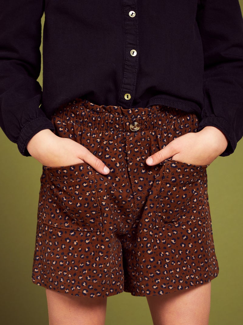 Shorts paperbag leopardati in velluto MARRONE - Kiabi