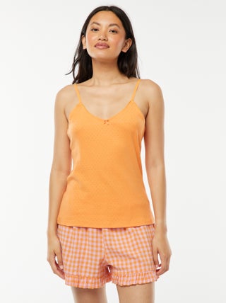 Shorts pigiama vichy e fondo con volant