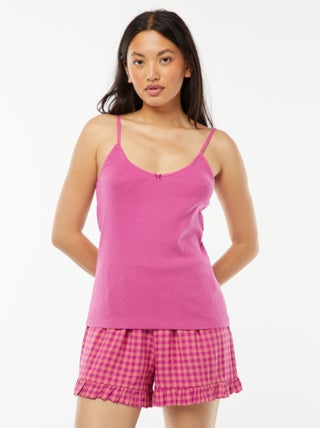 Shorts pigiama vichy e fondo con volant