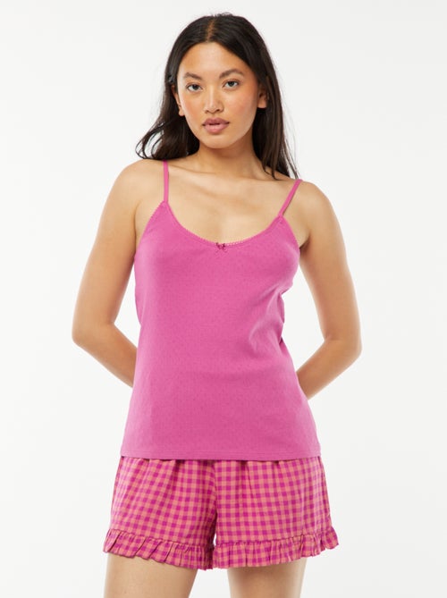 Shorts pigiama vichy e fondo con volant - Kiabi