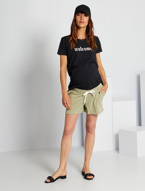 Shorts premaman in tessuto felpato - kaki chiaro - Kiabi - 8.00€