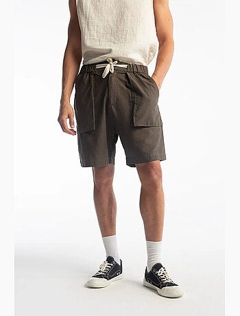 Shorts regular fit in misto lino con coulisse in vita giesto