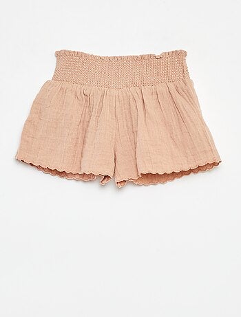 Shorts ricamati in garza di cotone