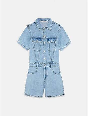 Shorts salopette in denim con colletto da camicia dilvin