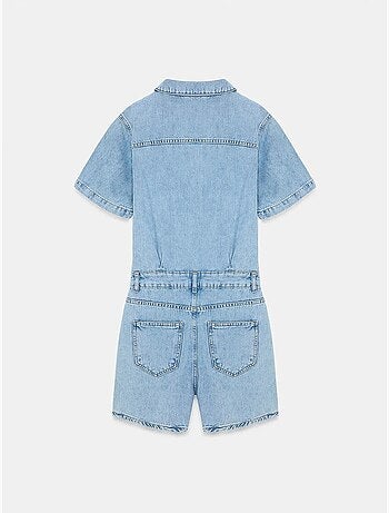 Shorts salopette in denim con colletto da camicia dilvin