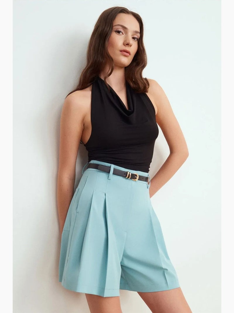 Shorts sartoriali a gamba ampia a vita alta dilvin Blu cielo - Kiabi