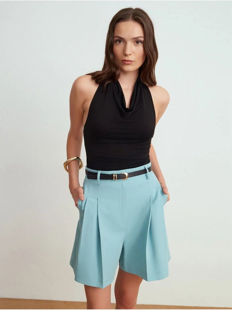 Shorts sartoriali a gamba ampia a vita alta dilvin Blu cielo - Kiabi