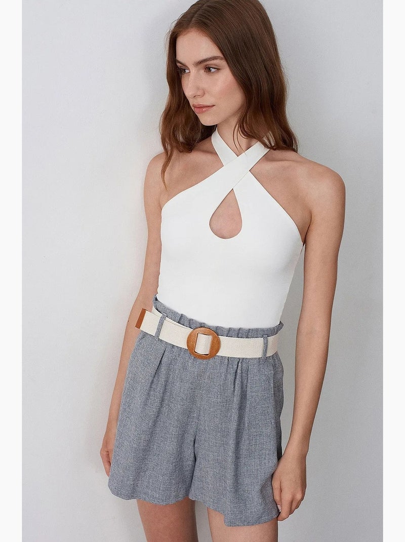 Shorts sartoriali a gamba ampia a vita alta dilvin Grigio - Kiabi