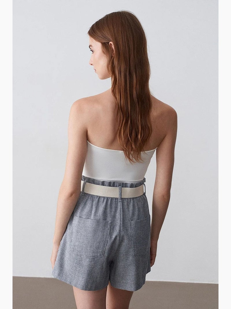Shorts sartoriali a gamba ampia a vita alta dilvin Grigio - Kiabi
