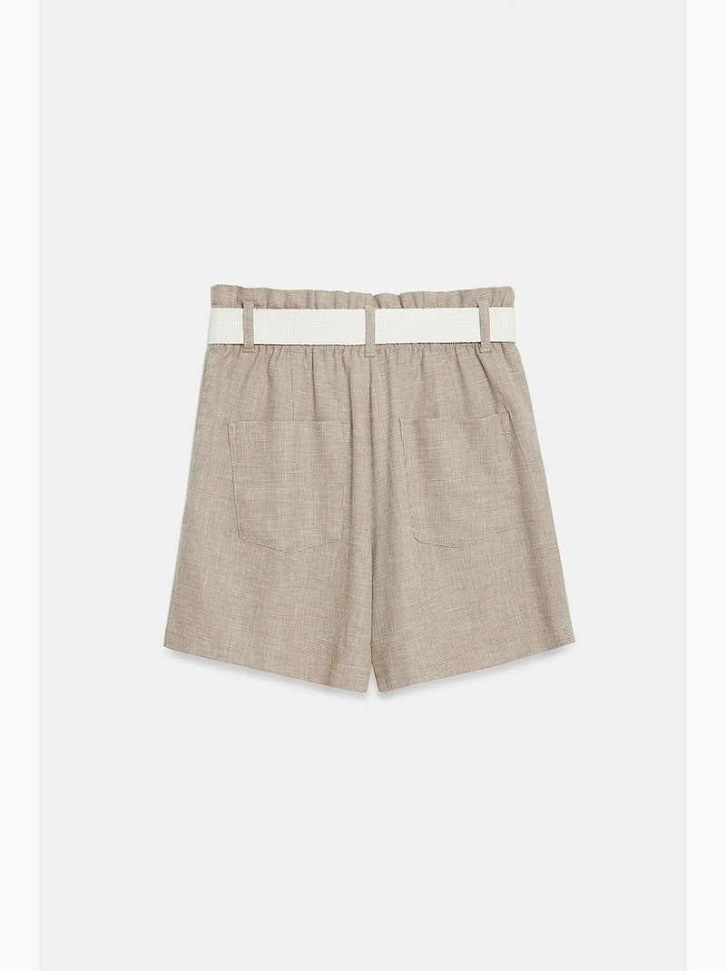 Shorts sartoriali a gamba ampia a vita alta dilvin Sabbia - Kiabi