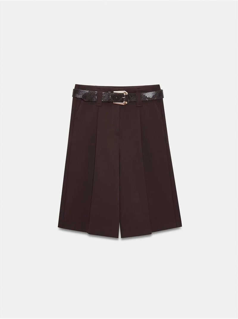 Shorts sartoriali a gamba ampia con cintura e vita alta dilvin Marrone cioccolato - Kiabi