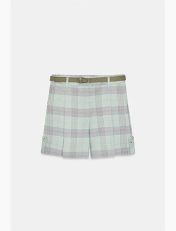 Shorts sartoriali a quadri a vita alta con cintura dilvin