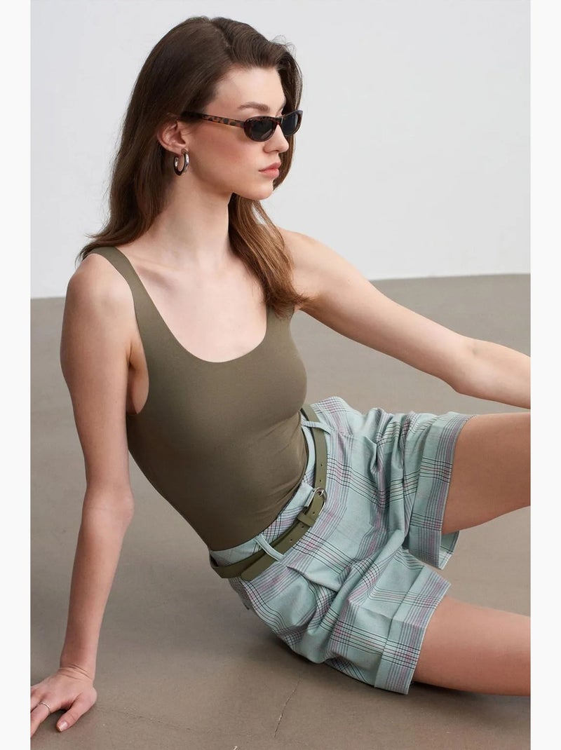 Shorts sartoriali a quadri a vita alta con cintura dilvin Multicolore - Kiabi