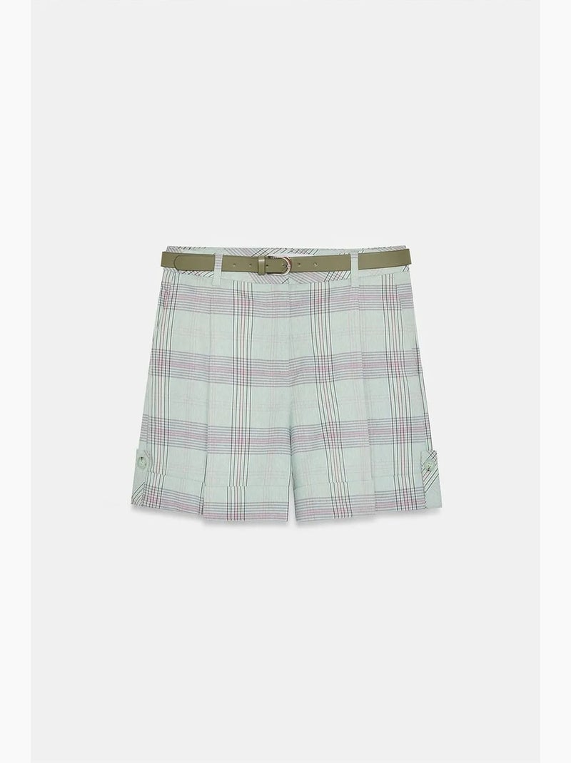 Shorts sartoriali a quadri a vita alta con cintura dilvin Multicolore - Kiabi