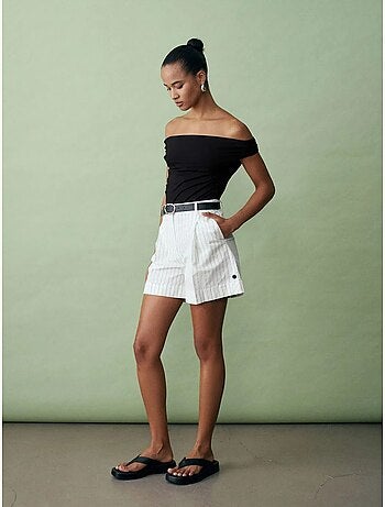 Shorts sartoriali a righe a vita alta con cintura dilvin