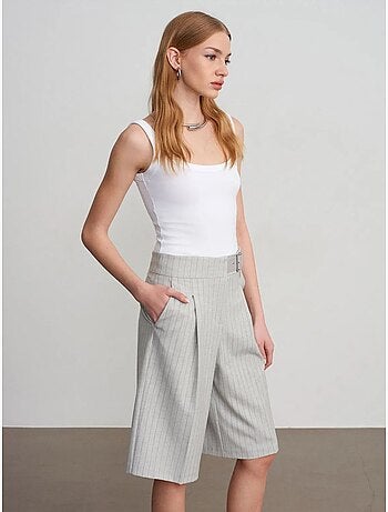 Shorts sartoriali a righe a vita alta con cintura dilvin
