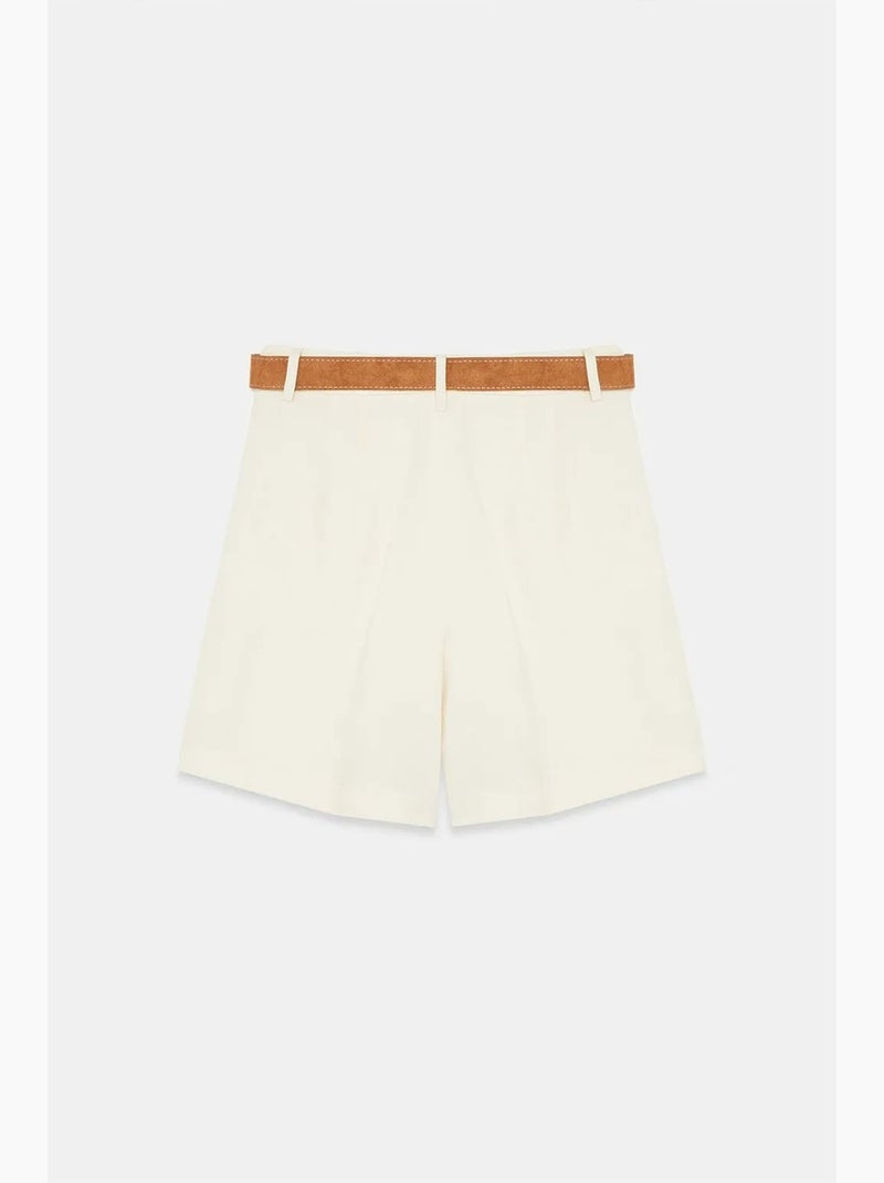 Shorts sartoriali a vita alta a gamba ampia dilvin Crema - Kiabi