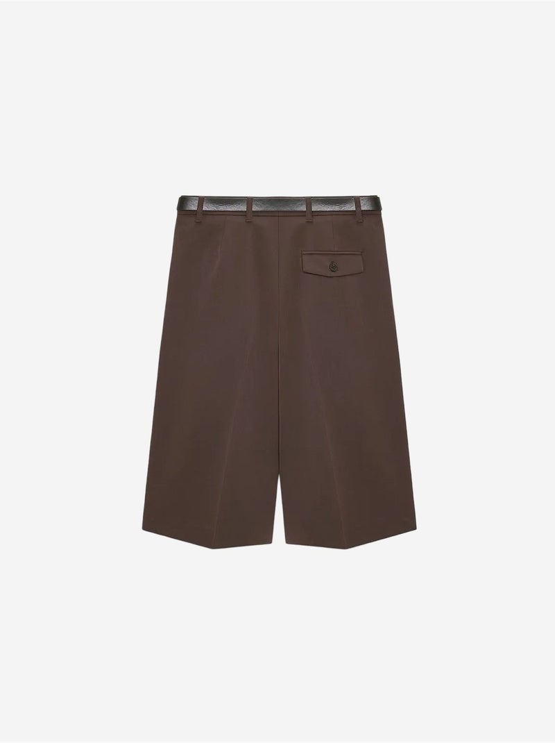 Shorts sartoriali a vita alta a gamba ampia dilvin Marrone - Kiabi